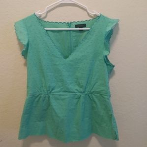 J. Crew V-neck Peplum Swiss Dot Blouse